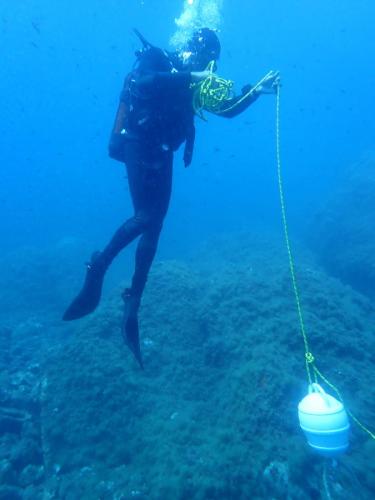 Bon avant toute chose il a fallu récupérer une bouée coulée pour amarrer le bateau